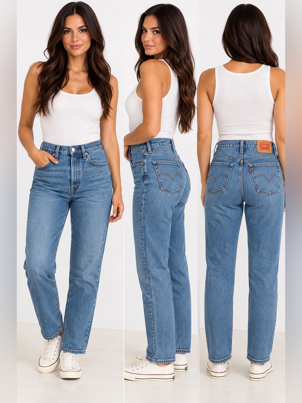 Levi's Straight Leg Jeans in Medium Blue Denim